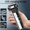 Kemei Washable Wet Dry Electric Shaver For Men Face Beard Electric Razor Rechargeable Head Bald 3-Blade Shaving Machine System 240313