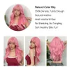 Luz rosa longo ondulado cosplay perucas de cabelo sintético com franja para mulheres brancas afro lolita onda de água halloween calor reisitant peruca 240305