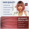 Perucas ombre rosa curto bob peruca sintética para mulheres com franja lolita cosplay festa cabelo natural resistente ao calor perucas de fibra