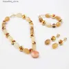 Charm Bracelets GG Jewelry Natural Yellow Citrine Amber Color Moss Glass Necklace Lepidocrocite Quartzs Pendant Earrings SetsFor Women L240319