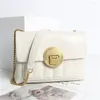 Totes Gold Buckle Chains Shoulder Bag Female Small Square Simple Sewing Bags For Women Commuter Bolsas Mujer Textured Bolsos