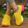 Stövlar 2023 Nyaste sneakers Kvinnor mode Rainbow Casual Shoes Round Toe Flats Större storlek Vandringskor för vårens sommarhöst