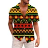 Herren Freizeithemden Ärmelknopf Afrikanischer Stil Druck Männliches Kurzhemd T Slim