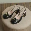 Sandalen Sandalen für Frauen 2023 Fashion Square Heeled Metal Decoration Office Dame Pumps Trend Casual Sweet Black Plus Size Females Schuhe