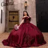 Новое бордовое платье Quinceanera 2024, платье принцессы с сердечком и блестками, аппликациями, без рукавов, милое платье для дня рождения 15 16, мисс Гала