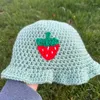 Bérets à la main au crochet ondulé bord seau chapeau dames printemps camping pêcheur avec pour petite amie année cadeau d'anniversaire