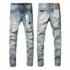 purple jeans Designer Jeans Mens jeans long trousers straight Embroidery Slim Denim Straight streetwear washed faded for men