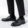 Chaussures Chaussures officielles pour hommes Vérihain Cuir Fashion Black Robe Chaussures Mens Italien Style Business Office Marrie Chaussures Oxford Chaussures