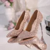 Pumps New Women High Heels Pumps Sequins Glitter Luxury Designer Pumps Plus Size 43 Wedding Bridal Gold Valentine Dress Work Shoes