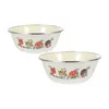 Ensembles de vaisselle 2 pièces bol Tureen Pot rétro fer émaillé fruits bonbons ménage bassin de stockage baignoire salade