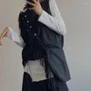 TOTES TASSELS PROJEKT Kobiety na ramiona torebki na ramiona duża pojemność płótno żeńska hobos torba Big Lady Travel Messenger torebka czarna