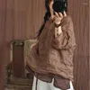 Bluzki damskie Johnature Women Ramie koszule Drukuj stojak w kwiatowy stojak z długim rękawem w chińskim stylu 2024 Spring vintage wysokiej jakości ubrania