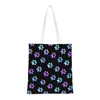 Shoppingväskor modetryck blå lila galax tote hållbar duk axel shoppare djur husdjur handväska