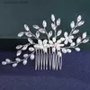 Diadèmes de mariage perle peigne à cheveux fleurs en or rose bijoux de cheveux féminins bijoux de cheveux de mariage doré mode mariée métal Y240319