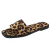 Slippers 15One-line Leopard Print Half For Women Outer Wear 2024 Fashion Pointed Flat Sandals Without Heel Large Size Sandal