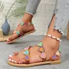 Sandals 2024 Women's Summer Fashion Gladiator Flat Female Floral Boho Leisure Beach Plus Size 43