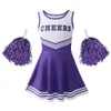 Girls Cheerleader Costume Dress Pompoms Outfit Purim Schoolgirl Cheer Stage Performance Cheerleading Uniform 240305