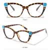 Occhiali da sole Occhiali da sole con montatura grande Anti-UV Occhiali per raggi blu Retro Ultraleggeri con stampa leopardata PC Vision Care Occhiali per computer Donne Ragazze