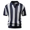 Herren Polos Sommer Formales Sozialhemd Für Männer Kurzarm Polo T-Shirts Gestreifte Hemden Mann Business Top Blusen Lässige Baumwolle T
