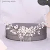 Tiara's Handgemaakte Parels Bruiloft Haaraccessoires Zilver Kleur Tiara Kammen Voor Vrouwen Goedkope Haarband Bruids Haar Sieraden Hoofddeksel Y240319