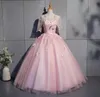 2018 NYA PINK 12 SLEEVE BUTTERFLY APPLIKES BALL GOWN QUINCEANERA DENSER SCOOP LACEUP Sweet 16 Dresses Debutante 15 Year Party 1802916