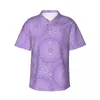 Chemises décontractées pour hommes Chemise d'impression de paillettes de lavande Purple Bling Élégant Hawaii Hommes Vacances à manches courtes Blouses surdimensionnées respirantes