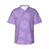 Camisas casuais masculinas lavanda glitter camisa roxa bling elegante havaí homens de manga curta férias respirável blusas grandes