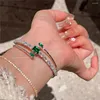 Bangle Fashion Jewelry Bangles for Women Multi Layer Justerbar storlek Green Zircon Party Luxury Accessories Armband