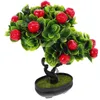 Fiori decorativi Albero da frutto artificiale con decorazioni per ufficio in vaso Piante bonsai finte Simulazione di piante verdi per interni Casa in vaso Realistica