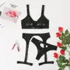 3 pièces ensemble évider lingerie érotique sous-vêtements ensemble bondage solide sexy costume soutien-gorge costumes érotiques lingerie sensuelle costume de sexe 240307