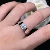 Pierścienie klastra solid 14k białe złoto AU585 Platinum PT950 Moissanite męska para diamentowa