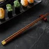 Baguettes 10 paires de bâtonnets de sushi chinois en bois, japonais, coréen, tête ronde en cuivre, vaisselle réutilisable, coffret cadeau