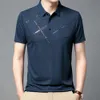 Mens Short Sleeved T-shirt Summer New Polo Shirt with a Half Collar Thin and Trendy for Middle-aged Young People Top 4bkf {category}