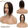 Toppers Snoilte 7x13cm Real Hair Toppers Silk Base Natural Hair Wig 100% Human Hair Prosthesis woman Brown Wigs Clip In Hair Extensions