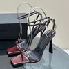 Sandales classiques à talons hauts et bout carré avec dessus en cuir de veau importé, doublure, semelles en cuir véritable et chaussures à talons hauts