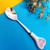 Coffee Scoops Cutlery Taspoon mignon Ice Ice Cream Dessert Ceramic Handle Hearts multicolor Supplies Supplies Table Voline Soup Long