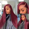 Red Burgundy 99J 스트레이트 가발 13x4 HD 레이스 전면 인간 머리 가발 브라질 흑인 여성용 가발을위한 브라질 스트레이트 레이스 전두수 가발