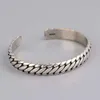 Japanese and Korean style hip hop personalized carved tire pattern Bracelet womens simple fashion brand Thai silver open hand jewelry