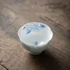 Koppar tefat handmålade fjärilsblommor kinesiska keramiska tepåter teaware skål för ceremoni blå teacup dengs butik