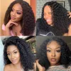 Perucas sintéticas Perucas sintéticas 13x4 Glueless Mongol Kinky Curly Lace Front Wigs para mulheres pré-arrancadas com cabelo de bebê encaracolado 12A perucas de cabelo humano peruca de cachos profundos 240329