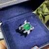 Green Natural Emerald Ring Womens Engagement Wedding Promise 925 Silver Party Jewelry Gift 240315