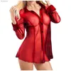 Indumenti da notte da donna Camicia a rete erotica calda Donna Babydoll sexy Lingerie Pigiama a maniche lunghe Top rosso S-3XL Intimo babydoll Sexy ComesC24319