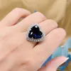 Anelli a grappolo Argento sterling 925 Amore Anello del tesoro colorato Lusso Smeraldo Moda a forma di cuore Fascino per banchetti senior Celebrità