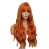 Synthetic Wigs Cosplay Wigs Big wave wig female orange air bangs long curly hair facial synthesis high temperature silk wig head cover 240328 240327