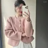Kadın Ceketleri Harajuku Zarif Kısa Yün Palto Kadın Kore Lüks Katı Single Breated Eski Para Tarzı Gevşek Dış Giyim Sonbahar Kış