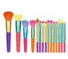 Ensemble de pinceaux de maquillage aquarelle 15 pièces outils de beauté de marque neutre multicolore en vedette Kit de pinceaux de fond de teint en poudre de différence colorée9360069