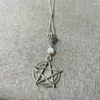 Colliers pendentifs Pagan Wicca Moonstone Opalite Pentagram Collier également disponible en améthyste Black Onyx Witch Pentacle