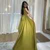 Party Dresses Molisa Elegant Green Women's Evening Gown ärmlös Square Neck Side Slitt med veckad halter sjal golvlängd satinboll