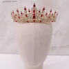 Tiaras barock retro kristall brud tiaras krona ros guld persika rhinestone prom diadem brud pannband bröllop hår tillbehör y240319