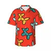 Casual overhemden voor heren Hawaiiaans overhemd Strandballon Dier Honden Blouses Grappige ballonnen Print Klassieke man Korte mouwen Stijlvolle top